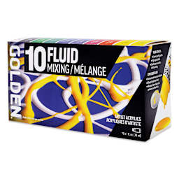 Golden Fluid Acrylics - Mixing Colors, Set of 10, 30 ml front of box
