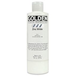 Golden Fluid Acrylics - Zinc White, 8 oz bottle