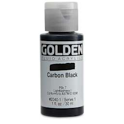 Golden Fluid Acrylics - Carbon Black, 1 oz bottle