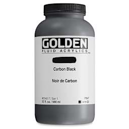 Golden Fluid Acrylic - Carbon Black, 32 oz bottle