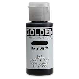 Golden Fluid Acrylics - Bone Black, 1 oz bottle