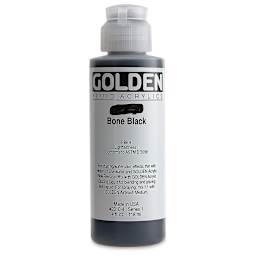 Golden Fluid Acrylics - Bone Black, 4 oz bottle