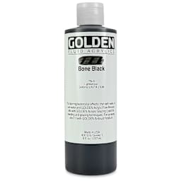 Golden Fluid Acrylics - Bone Black, 8 oz bottle
