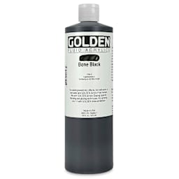 Golden Fluid Acrylics - Bone Black, 16 oz bottle