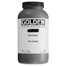 Golden Fluid Acrylic - Bone Black, 32 oz Jar