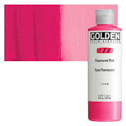 Golden Fluid Acrylic - Fluorescent Pink, 8 oz Bottle and swatch