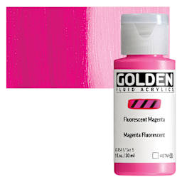 Golden Fluid Acrylic - Fluorescent Magenta, 1 oz bottle and swatch