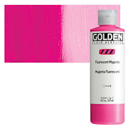 Golden Fluid Acrylic - Fluorescent Magenta, 8 oz Bottle and swatch