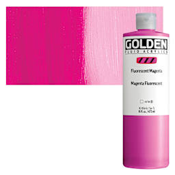 Golden Fluid Acrylic - Fluorescent Magenta, 16 oz Bottle and swatch