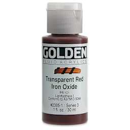 Golden Fluid Acrylics - Transparent Red Iron Oxide, 1 oz bottle