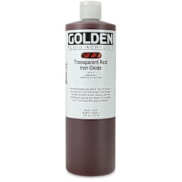 Golden Fluid Acrylics - Transparent Red Iron Oxide, 16 oz bottle