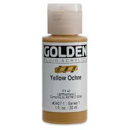 Golden Fluid Acrylics - Yellow Ochre, 1 oz bottle