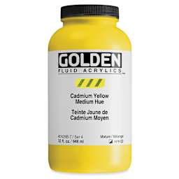 Golden Fluid Acrylic - Cadmium Yellow Medium Hue, 32 oz bottle