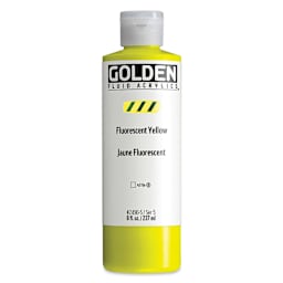 Golden Fluid Acrylic - Fluorescent Yellow, 8 oz Bottle