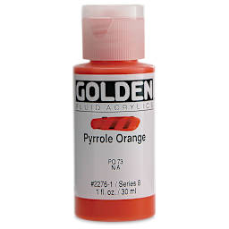 Golden Fluid Acrylics - Pyrrole Orange, 1 oz bottle