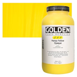 Golden Fluid Acrylic - Hansa Yellow Opaque, 32 oz, Jar and swatch