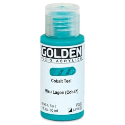 Golden Fluid Acrylics - Cobalt Teal, 1 oz bottle