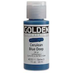 Golden Fluid Acrylics - Cerulean Blue Deep, 1 oz bottle