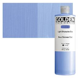 Golden Fluid Acrylic - Light Ultramarine Blue, 16 oz bottle and swatch