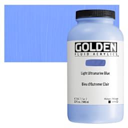 Golden Fluid Acrylic - Light Ultramarine Blue, 32 oz bottle and swatch