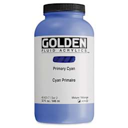Golden Fluid Acrylic - Primary Cyan, 32 oz