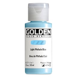 Golden Fluid Acrylic - Light Phthalo Blue, 1 oz bottle