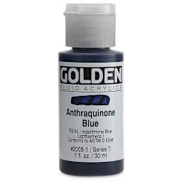 Golden Fluid Acrylics - Anthraquinone Blue, 1 oz bottle