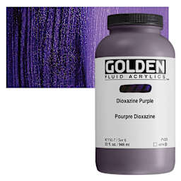 Golden Fluid Acrylic - Dioxazine Purple, 32 oz bottle and swatch
