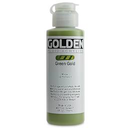 Golden Fluid Acrylics - Green Gold, 4 oz bottle
