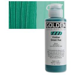 Golden Fluid Acrylic - Viridian Green Historical Hue, 4 oz bottle and swatch