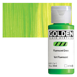 Golden Fluid Acrylic - Fluorescent Green, 1 oz bottle and swatch