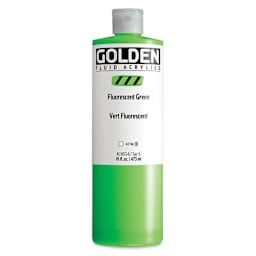 Golden Fluid Acrylic - Fluorescent Green, 16 oz Bottle