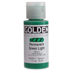 Golden Fluid Acrylics - Permanent Green Light, 1 oz bottle