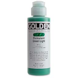 Golden Fluid Acrylics - Permanent Green Light, 4 oz bottle