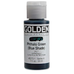 Golden Fluid Acrylics - Phthalo Green (Blue Shade), 1 oz bottle