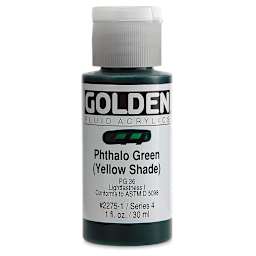 Golden Fluid Acrylics - Phthalo Green (Yellow Shade), 1 oz bottle