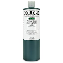 Golden Fluid Acrylics - Phthalo Green (Yellow Shade), 16 oz bottle