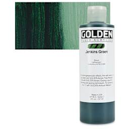 Golden Fluid Acrylic - Jenkins Green, 8 oz bottle and swatch