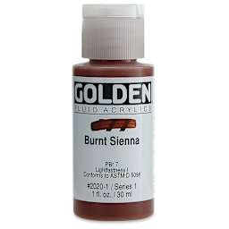 Golden Fluid Acrylics - Burnt Sienna, 1 oz bottle