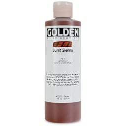 Golden Fluid Acrylics - Burnt Sienna, 8 oz bottle