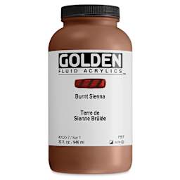 Golden Fluid Acrylic - Burnt Sienna, 32 oz bottle