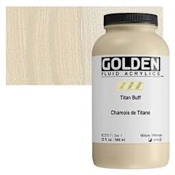 Golden Fluid Acrylic - Titan Buff, 32 oz bottle and swatch
