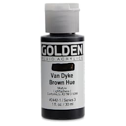 Golden Fluid Acrylics - Van Dyke Brown Historical Hue, 1 oz bottle