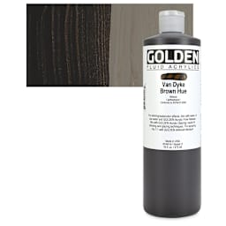 Golden Fluid Acrylic - Van Dyke Brown Historical Hue, 16 oz bottle and swatch