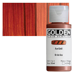 Golden Fluid Acrylic - Azo Gold, 1 oz bottle and swatch