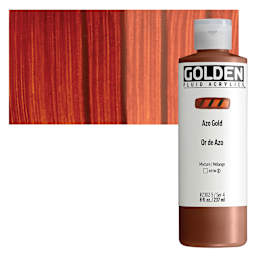 Golden Fluid Acrylic - Azo Gold, 8 oz bottle and swatch