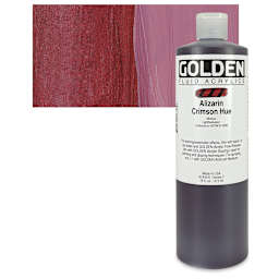 Golden Fluid Acrylic - Alizarin Crimson Hue, 16 oz bottle and swatch