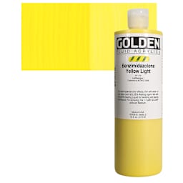 Golden Fluid Acrylic - Benzimidazolone Yellow Light, 16 oz bottle and swatch