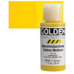 Golden Fluid Acrylic - Benzimidazolone Yellow Medium, 1 oz and swatch