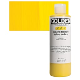 Golden Fluid Acrylic - Benzimidazolone Yellow Medium, 8 oz and swatch